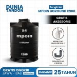 Tangki air tanam MPOIN U-GROUND 1200 liter hitam, gratis MPOIN Float Valve 1 inci dan Pipa Ventilasi J Venting.