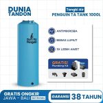 Tangki air Penguin TA Tank 1000 Liter warna biru, antimikroba, bebas lumut, UV26 (3X lebih awet), gratis plumbing kit.