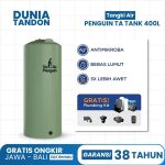 Tangki air Penguin TA Tank 400 Liter warna hijau, antimikroba, bebas lumut, UV26 (3X lebih awet), gratis plumbing kit.