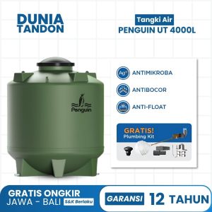 Tangki air Penguin UT 4000 Liter Underground warna hijau gelap, antimikroba, antibocor, anti-float, gratis plumbing kit.