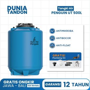 Tangki air Penguin UT 500 Liter Underground warna biru, antimikroba, antibocor, anti-float, gratis plumbing kit.