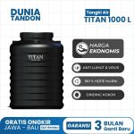 Tangki Air TITAN 1000 Liter warna hitam dengan fitur harga ekonomis, anti lumut & virus, 100% HDPE murni, dan dinding kokoh.