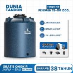 Tangki air Penguin TB-110 1000 Liter biru gelap dengan fitur antimikroba, bebas lumut, UV20 (3X lebih awet), dan gratis plumbing kit.