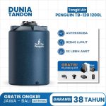 Tangki air Penguin TB-120 1200 Liter biru gelap dengan fitur antimikroba, bebas lumut, UV20 (3X lebih awet), dan gratis plumbing kit.
