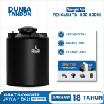 Tangki air Penguin TB-400 4000 Liter hitam dengan fitur antimikroba, bebas lumut, UV20 (3X lebih awet), dan gratis plumbing kit.