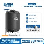 Tangki air Penguin TD-110 1000 Liter warna granit dengan fitur antimikroba, bebas lumut, UV20 (3X lebih awet), dan gratis plumbing kit.