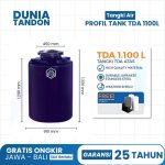 Tangki air Profil Tank TDA 1100 Liter warna biru, bahan PE kualitas tinggi, durable, weather shield, gratis radar pelampung otomatis.
