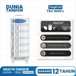 Tangki air Grand TSV 1600 Liter stainless dengan fitur anti lumut & virus, Stainless 304 BA, bebas kuras, dan gratis plumbing kit & kaki tangki.