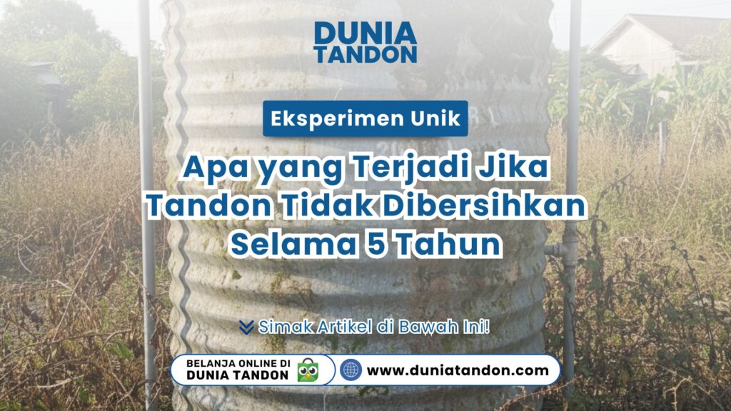 Tandon air yang sudah sangat kotor dan berlumut di area terbuka sebagai visual eksperimen unik: apa yang terjadi jika tandon tidak dibersihkan selama 5 tahun