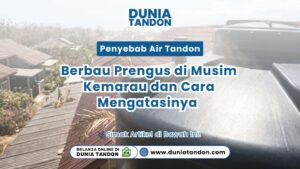Sebuah grafik edukasi sanitasi mengenai Penyebab Air Tandon Berbau pada tangki hitam modern dari Toko Dunia Tandon