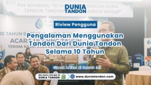 Pak Bambang membagikan Riview Pengguna Dunia Tandon mengenai pengalaman menggunakan tangki air selama sepuluh tahun pada acara ulang tahun perusahaan